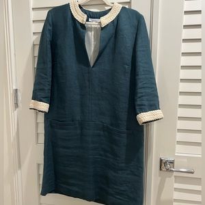 Emerson FRY Blue Linen Shift Dress Size 6